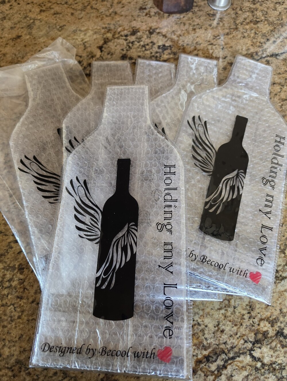 Becool Clear Wine Bottle Shaped Wine Bag Travel Protector Shipping Bag Set/6 New
